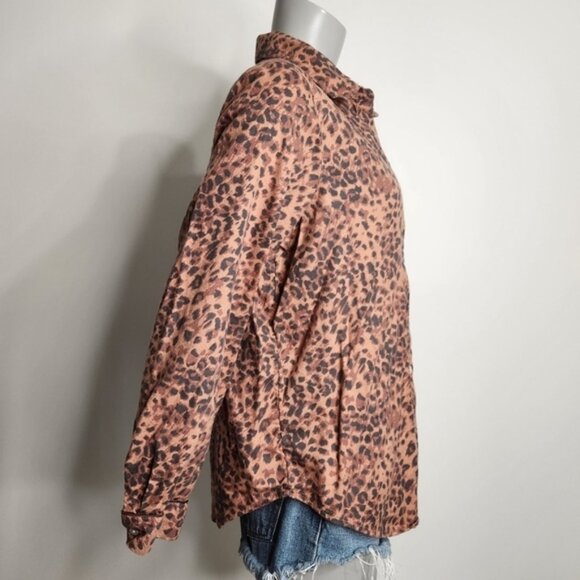 Aerie Leopard Print Button Down Pajama Long Sleeve Top Size M - Picture 8 of 11